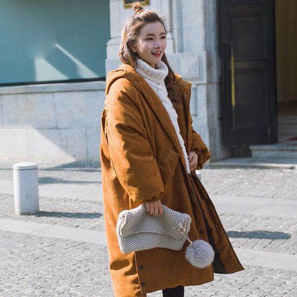 

winer women coat loose hooded oversized thick warm long parkas women winter jacket cotton casual down jacket, Black
