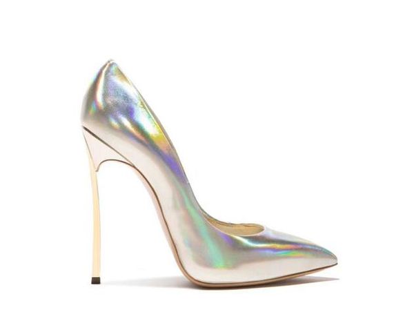 

gold sliver shiny leather thin high heels women pumps slip on stiletto heels ladies pumps pointed toe party night club shoes, Black