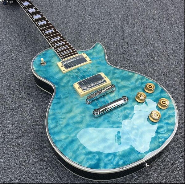 

пользовательские lp электрогитара большой цветок шпон золото аксессуары экспорт качество mahogany тела, свободная перевозка груза