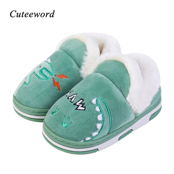 

в помещении детская обувь главная симпатичный мультфильм динозавр baby boy тапочки теплый хлопок обувь плюша малышей девочки мех тапочки non, Black;grey