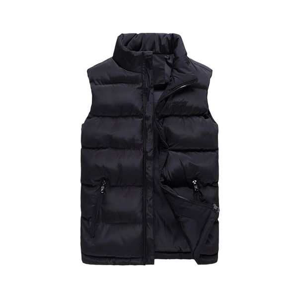 

6xl winter jacket men outdoor standing collar casual vest male plus size warm cotton vest loose solid color sleeveless jacket, Tan;black