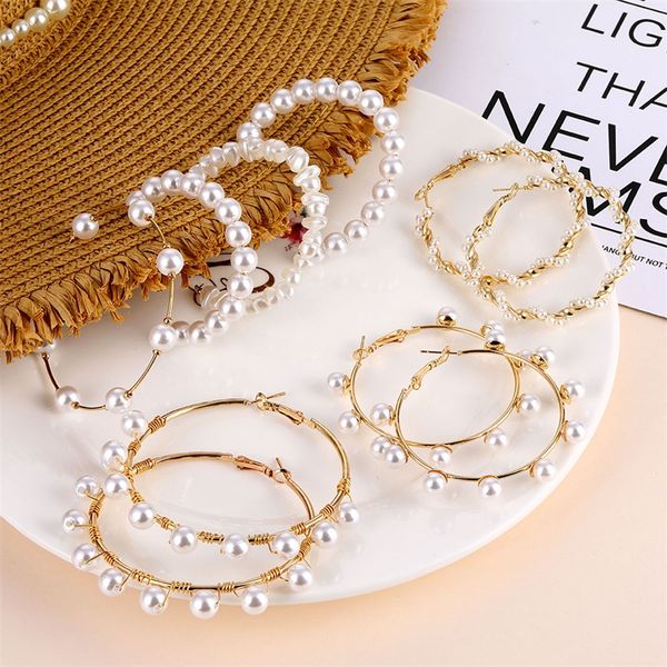 

vienkim trend simulation pearl long earrings female white round pearl wedding pendant earrings fashion korean jewelry, Golden;silver