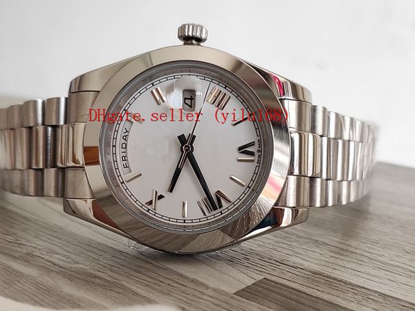

luxury men's business watches automatic 40 mm men white roman day-date time 228206 watch wristwatches folding mechanical stainless stee, Slivery;brown