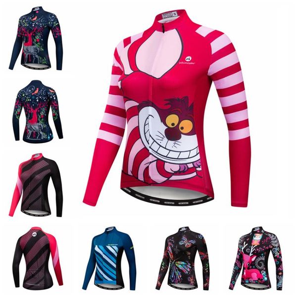 

cycling jersey women long sleeve cycling clothing 2020 mtb road bike clothes triathlon bicycle shirt cat, Black;red