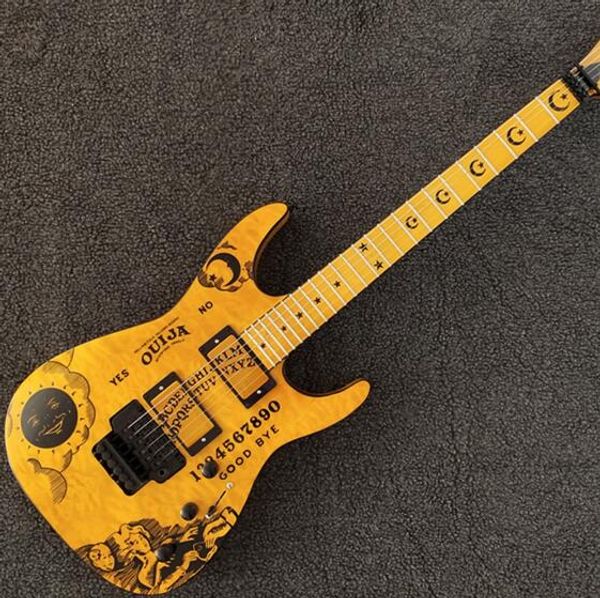 

custom yellow guitar black hardware hh pickups ouija beautiful electric guitar,customizedes-4