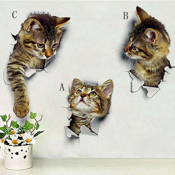 

cute removable diy 3d cat toilet decals bathroom art vinyl home decor wall sticker