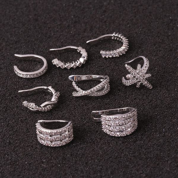 

1pcs non pierced clip earring for women gold silver color cz earbone clip earrings jewelry accessories, Slivery;golden