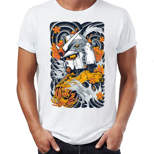 

new men's t-shirt gundam waves rx-78-2 samurai robot artsy awesome artwork printed tshirt tees harajuku streetwear, White;black