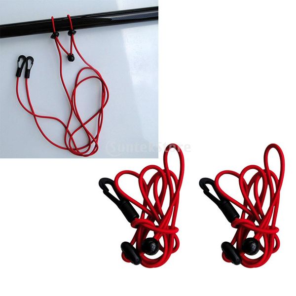 

2pcs 1.2m 4mm elastic canoe kayak paddle leash strong durable bungee cord secure fishing rod lanyard red/blue/black