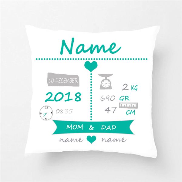 Custom Baby Birth Stats Throw Pillow Cover Decorative Pillow Case