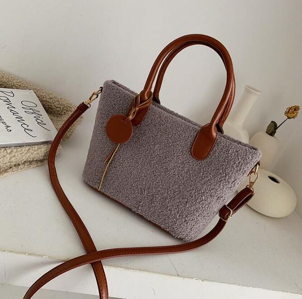 

designer women single shoulder bag luxury large capacity handbag autumn winter lady plush bags fashion soft dark zip/4