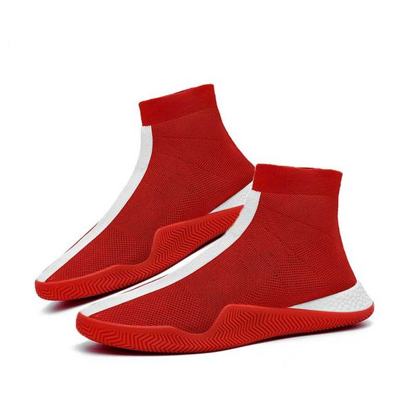 

men's high-socks shoes summer breathable socks men's shoes running sports black red white casual men sneakers