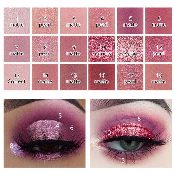 

miss rose 18-color shimmer matte eyeshadow palette waterproof smudge-proof eye shadow powder hot