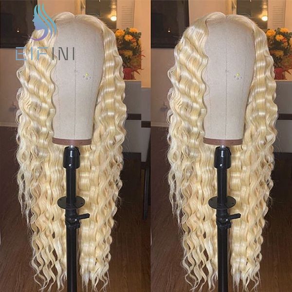 

13x6 blonde curly lace front wigs 150% density remy brazilian deep wave lace front human hair wig for black women with baby hair, Black;brown