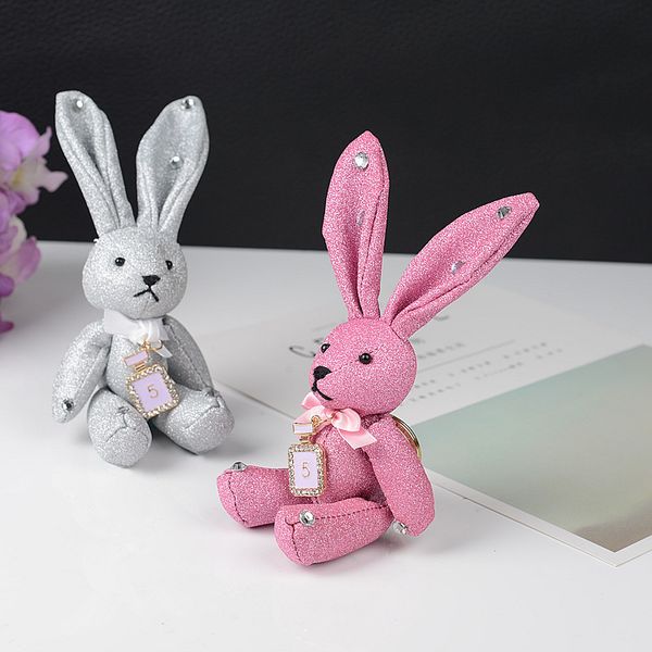 

2019 19cm glitter rivets, matte, diamonds, long ears rabbit doll baby soft plush stuffed &plush animal keychain toys