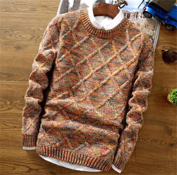 

winter mens designer sweaters fashion thickend warm colored knit sweaters casual slim crew neck long sleeved sweater, White;black