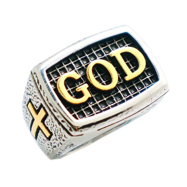 

316l stainless steel cross god ring newest, Golden;silver