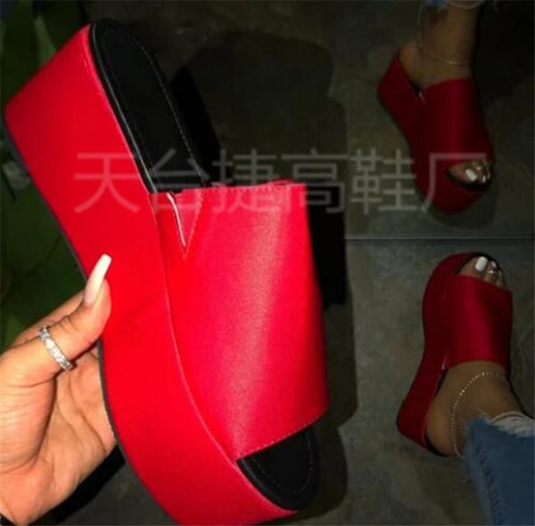 

3colors slippers summer new leopard print thick bottom flip flop ph-cfy20061838, Black