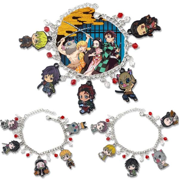 

anime demon slayer: kimetsu no yaiba alloy bracelet cosplay cartoon character kamado tanjirou kamado nezuko cute classic gifts, White