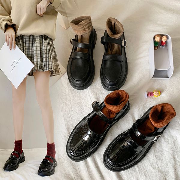 

women shoes autumn british style female footwear 2019 fashion women's oxfords round toe casual sneaker shallow mouth all-match, Black