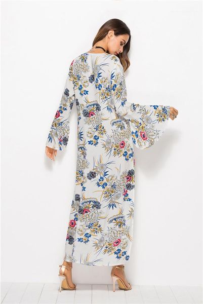 

dresses woman designer clothing summer spring floarl printed casual dresses v neck long sleeve womens, Black;gray