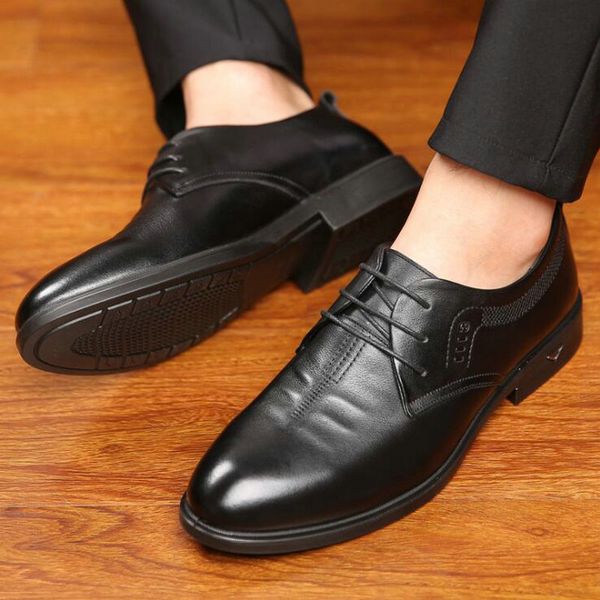 Venda Quente-2019 Nova alta qualidade Genuine Leather Men Dress Shoes Homens Lace-Up Business Shoes Oxfords Formal C21-44