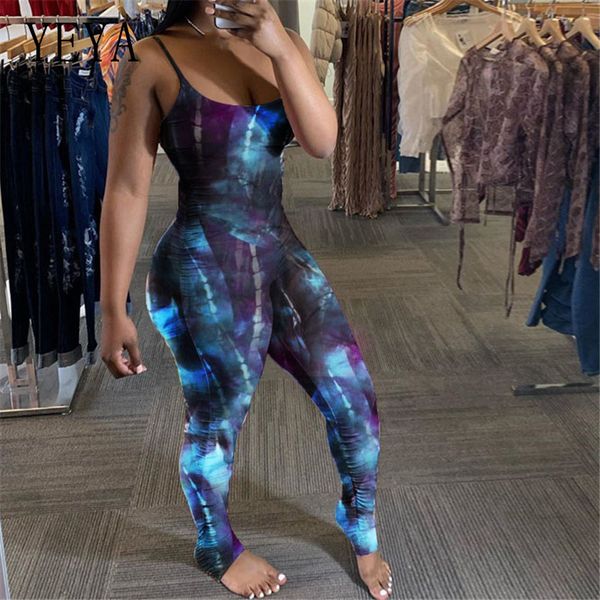 

yeya print stacked leggings jumpsuit women sleeveless bodycon casual summer sport fitness skinny rompers women jumpsuit, Black;white