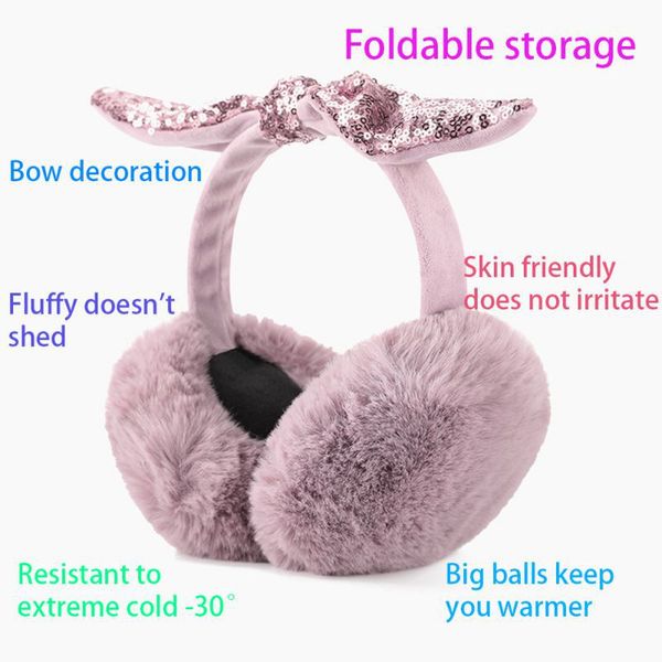 

women earmuffs ear warmer fashion big bow-knot ear protection winter cycling camping windproof detachable earmuffs headband, Black