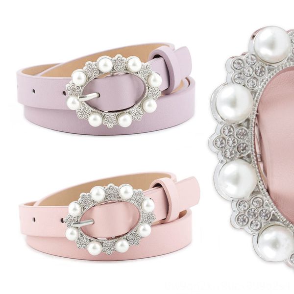 

2019 new fashion womens pearl buckle belt belts belts & accessoriess diamond narrow thin waist belt female fine brown black waistband strap, Black;brown