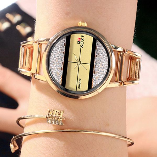 

lady alloy steel personality gold quartz wrist watch fashion round newly dial slim band luxury women watch clock wristwatch, Slivery;brown