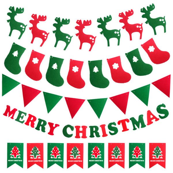 

1 set diy christmas decorations home garland bunting banner hanging flag xmas party festival ornament new year party supplies