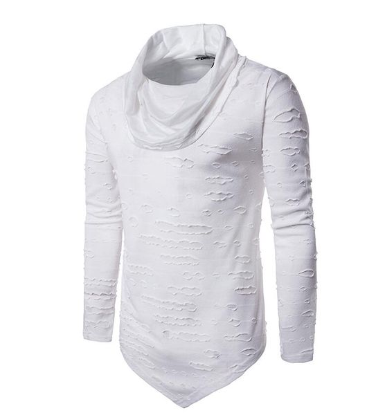 

свободная покупка !!! дуй дуй воротник хип-хоп отверстие перевернутого треугольник рубашка для мужчин случайной длинного рукава футболки чер, White;black