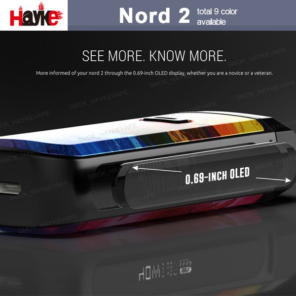 

100% Original Smok Nord 2 kit Built in 1500mAh battery with 4.5ml Nord2 RPM / Nord Pod Cartridges 0.69inch OLED screen multiple protection