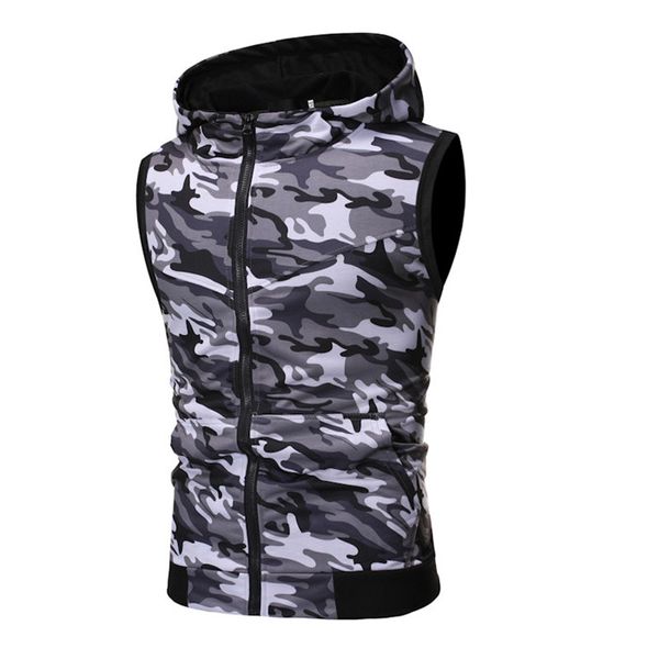 

мужские костюмы дизайнера моды капюшоном камуфляж жилет с застежкой-молнией брюки summer set homme одежда, Gray