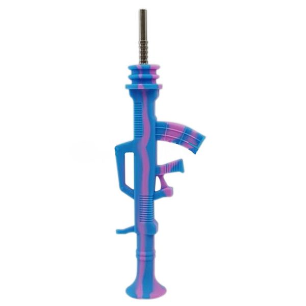 Acheter Tuyau De Collecteur De Nectar De Silicone De Pipe à Eau Ak47 De Pistolet à Eau Libre De Silicone De Dhl équipé Du Bâti Titanique De Bout De