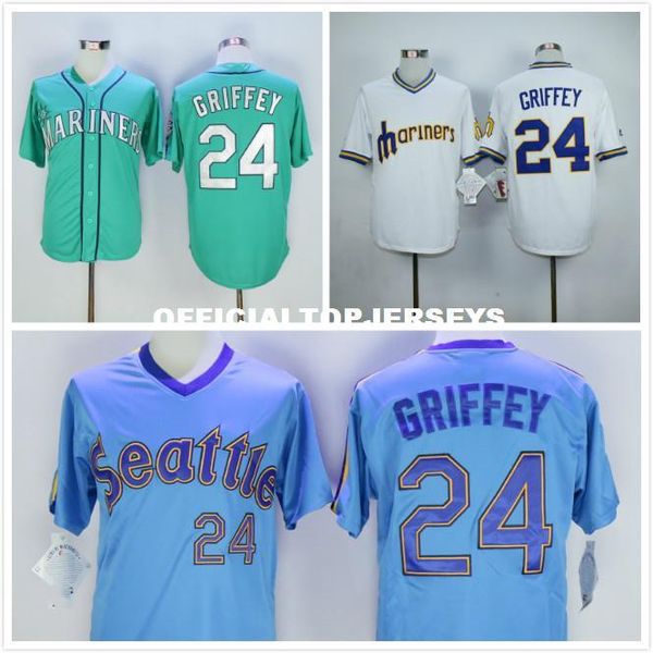 

24 ken griffey jersey white blue green, Black;blue