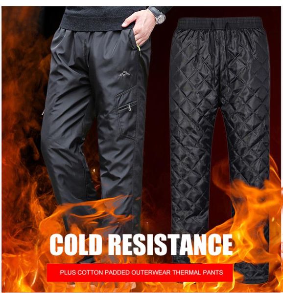 

2019 зимние теплые мужские повседневные брюки брюки среднего и пожилого возраста эластичные с высокой талией свободные толстые хлопчатобумаж, Black