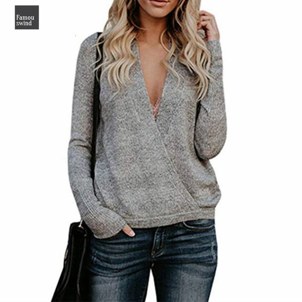 

новая мода свитера глубокий v шеи sexy осень женщины моды сыпучие вязание пуловера женщины перевозка груза падения, White;black