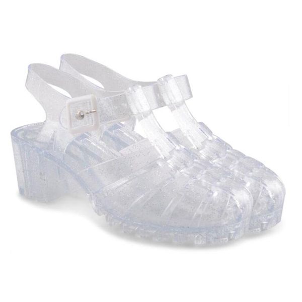 

dress shoes selling women sandals summer fashion retro crystal thick transparent woman sandal t-roman jelly 2021, Black