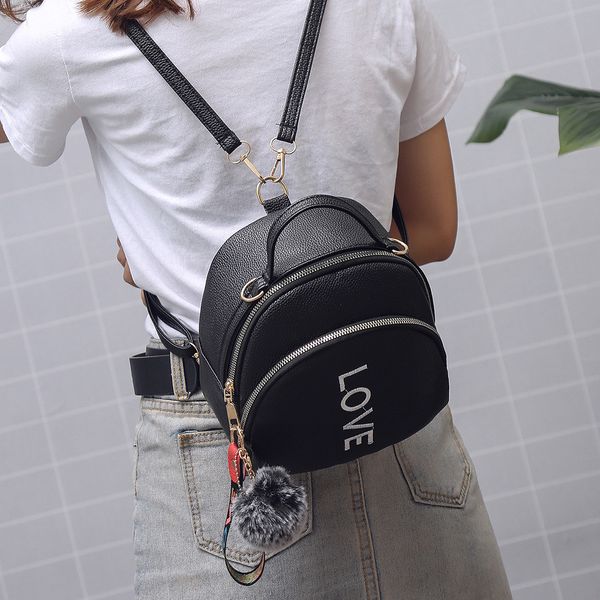 

ocardian women girl hairball leather school bag pure color backpack women satchel travel shoulder backpack mar18