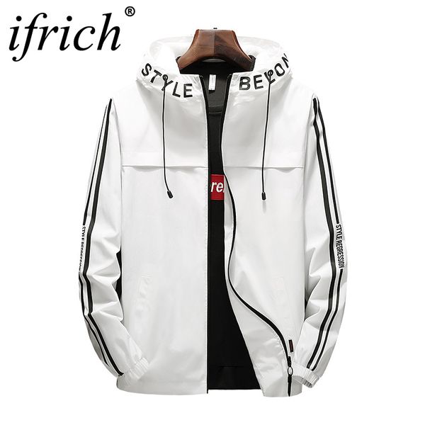 

spring autumn young men windbreaker hooded jacket slim thin jackets streetwear hip hop clothing waterproof plus size, Black;brown
