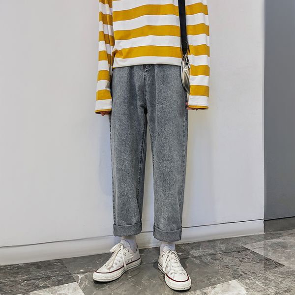 

2019 men's baggy homme casual pants mens blue color jeans male straight pants loose high-quality trousers plus size -2xl