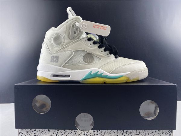 

2020 new men 5s basketball shoes off 5 3m green orange white sports sneakers designer trainers with box