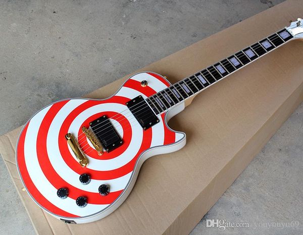 

red and white electric guitar body, 2 emg pickups, gold hardware, mahogany scales, custom offers
