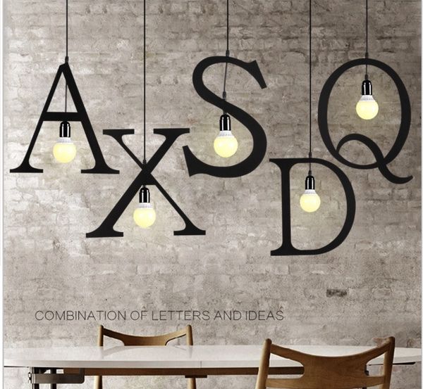 Modern Letters Iron Pendant Light Clothing Store Restaurant Cafe Spelling Sign Letter Droplight Hanging Lights Ceiling Light Fixtures From Wl8888