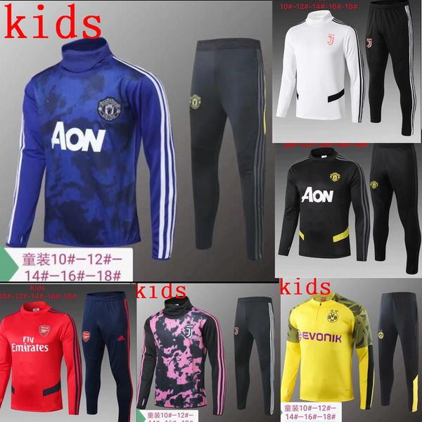 

marseille kids soccer training suit 19 20 paris mbappe enfant maillot de foot football real madrid jacket jogging child tracksuit, Black