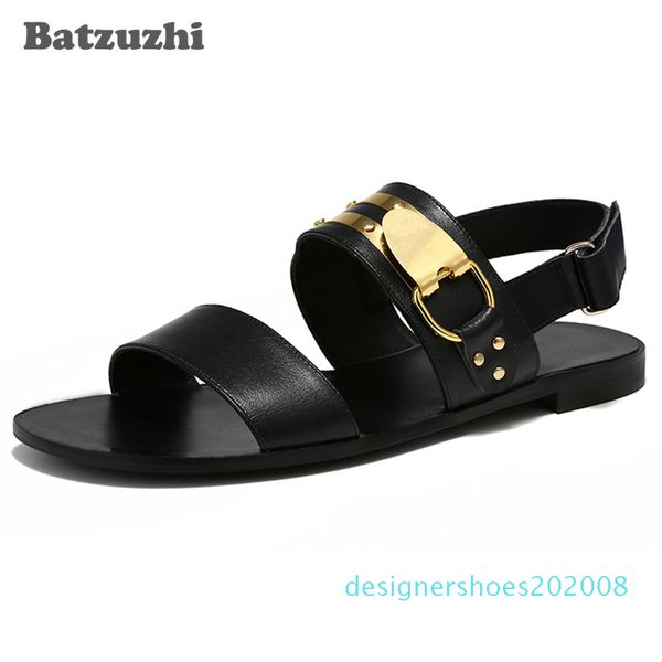 

new arrival men's sandal shoes designer's rock summer genuine leather sandals men sandalias hombre, big sizes us6-12, eu38-46 d08, Black