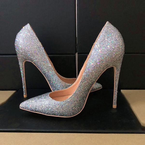 

casual designer lady fashion vintage triple glitter strass point toe high heels designer pumps stiletto heel bridal wedding shoes, Black