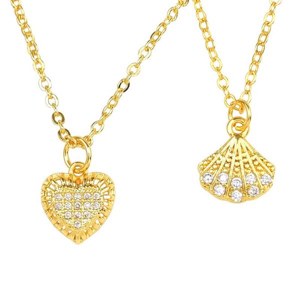 

cubic zirconia seashell pendant necklace women long sneak chain necklaces for women summer necklace 2020 tiny gold heart jewelry, Silver