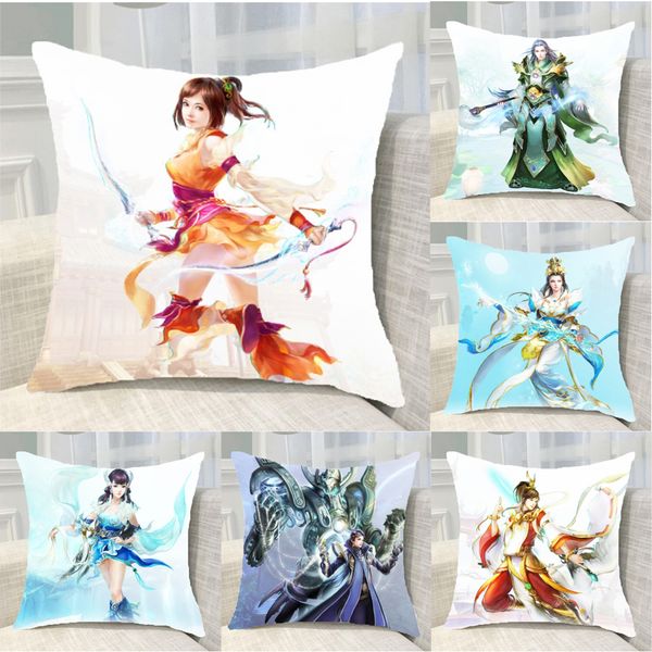 Watercolor Anime Game Girls Throw Massager Pillow Case Decorative